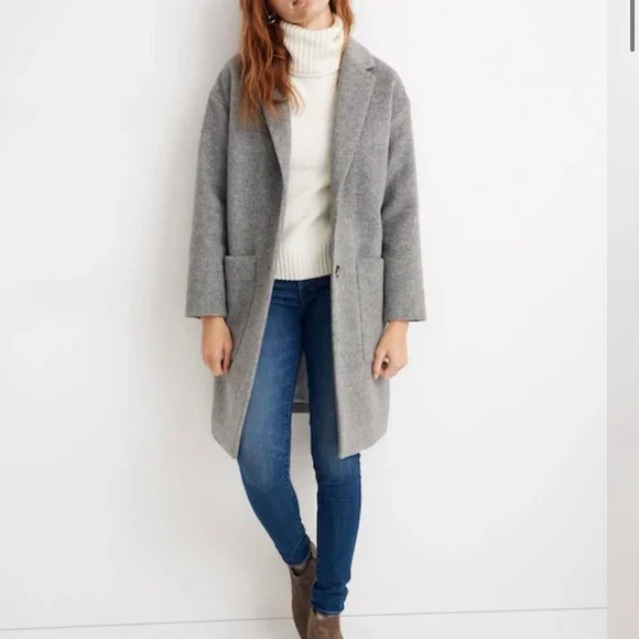 SOLD 🤎 Madewell Charcoal Wool Blend Jacket Elmcourt Coat Heather Charcoal - Picture 1 of 11
